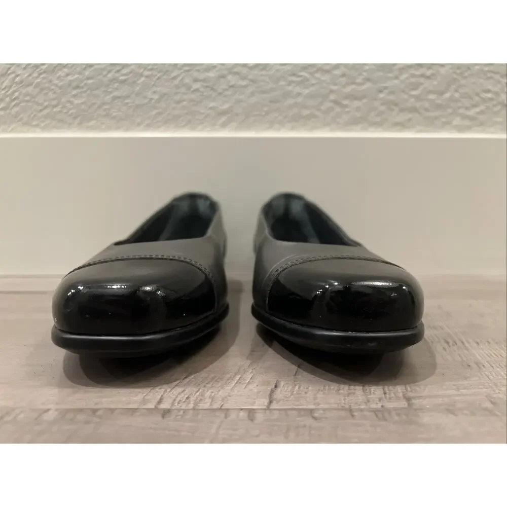 NEW SAS Tripad Comfort Leather Ballet Flats Graphite Black Cap Toe Slip On 6.5